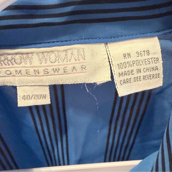 Arrow Women's Blue and Black Striped Button Down Shirt - Picture 4 of 6